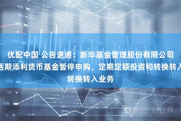 优配中国 公告速递：新华基金管理股份有限公司新华活期添利货币基金暂停申购、定期定额投资和转换转入业务